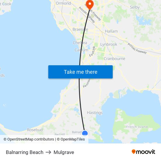 Balnarring Beach to Mulgrave map