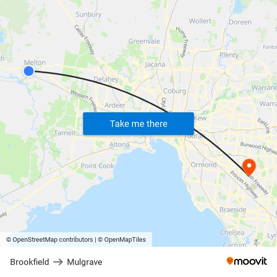 Brookfield to Mulgrave map