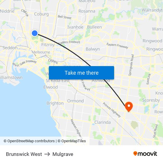 Brunswick West to Mulgrave map