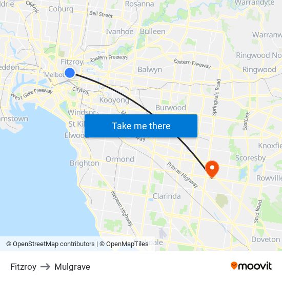 Fitzroy to Mulgrave map