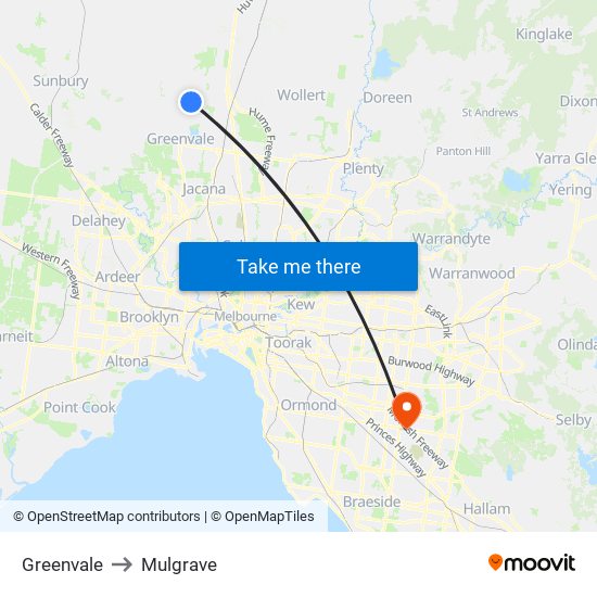 Greenvale to Mulgrave map