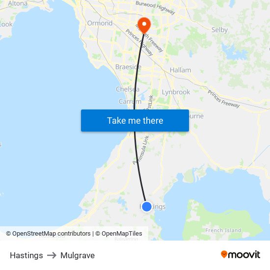 Hastings to Mulgrave map