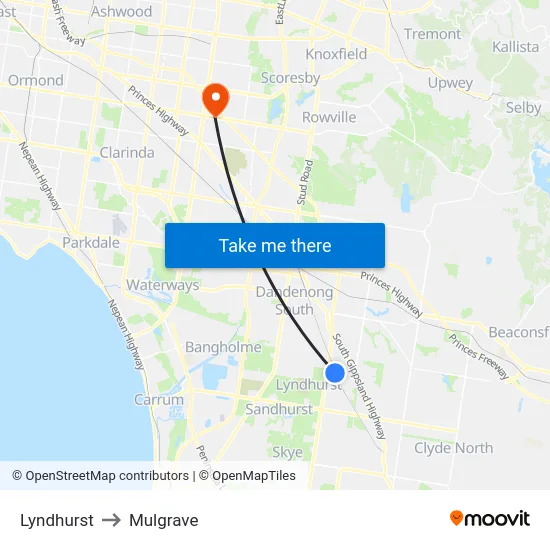 Lyndhurst to Mulgrave map
