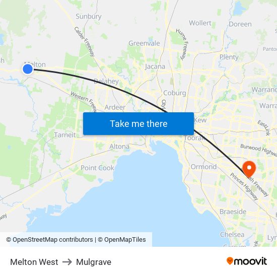 Melton West to Mulgrave map