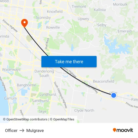 Officer to Mulgrave map