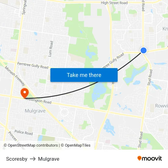 Scoresby to Mulgrave map