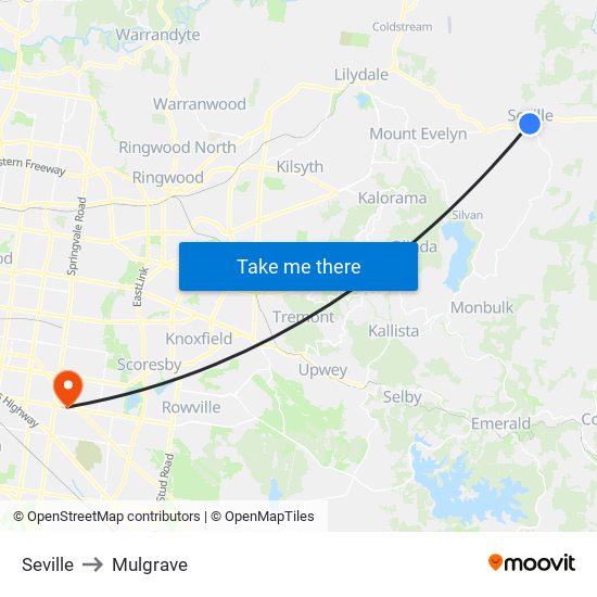 Seville to Mulgrave map