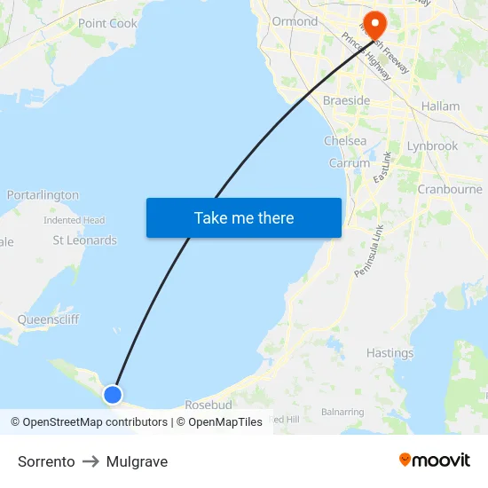 Sorrento to Mulgrave map