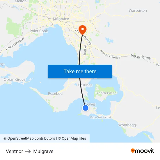 Ventnor to Mulgrave map