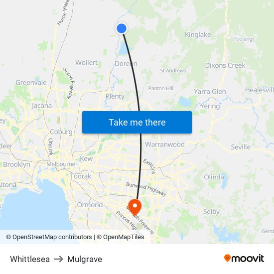 Whittlesea to Mulgrave map