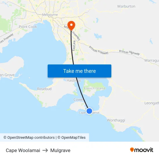Cape Woolamai to Mulgrave map
