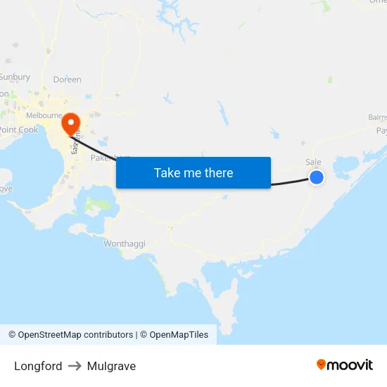Longford to Mulgrave map