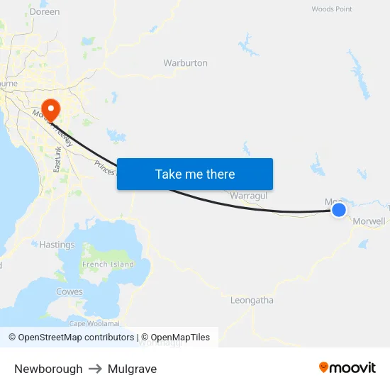 Newborough to Mulgrave map