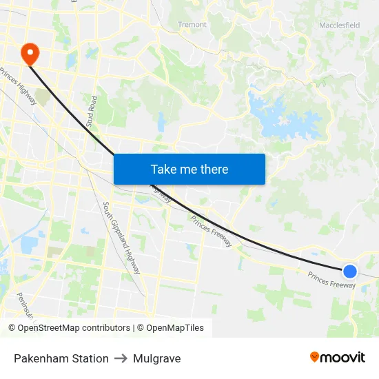 Pakenham Station to Mulgrave map