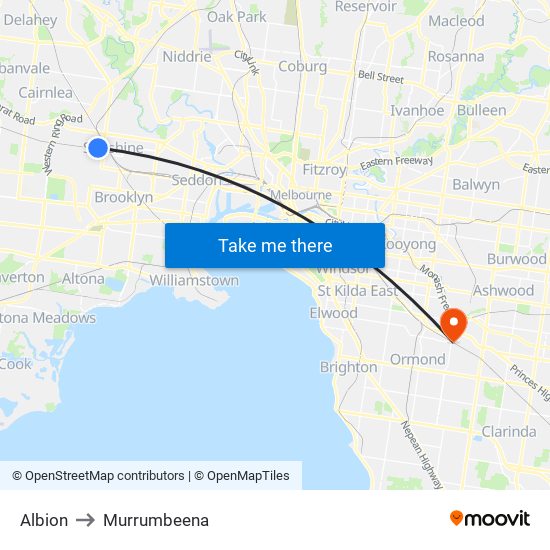 Albion to Murrumbeena map