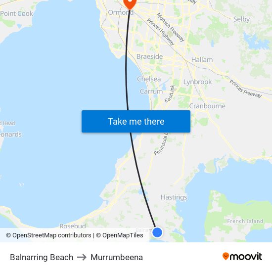 Balnarring Beach to Murrumbeena map