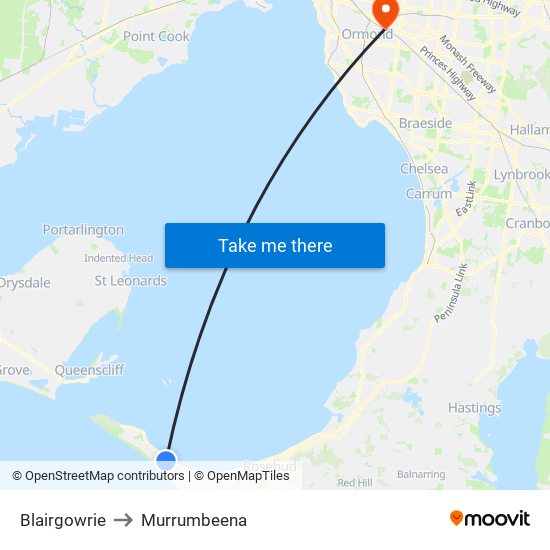 Blairgowrie to Murrumbeena map