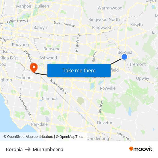 Boronia to Murrumbeena map