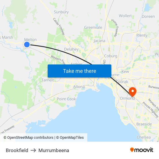 Brookfield to Murrumbeena map