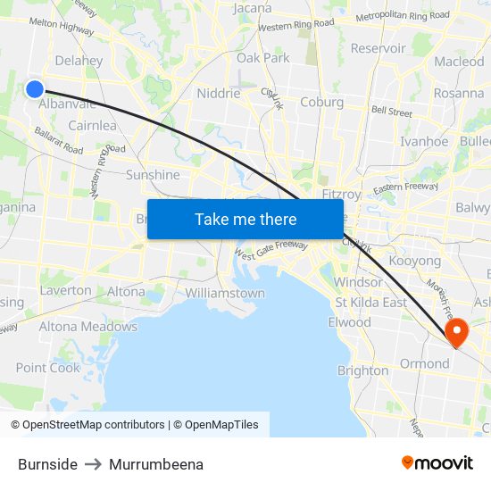 Burnside to Murrumbeena map