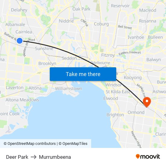 Deer Park to Murrumbeena map