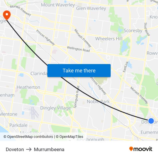 Doveton to Murrumbeena map