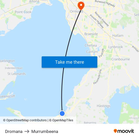 Dromana to Murrumbeena map