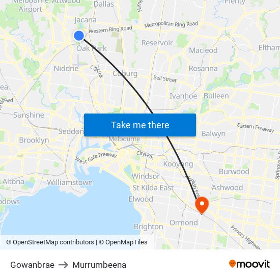 Gowanbrae to Murrumbeena map