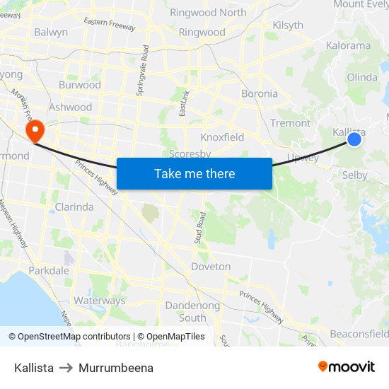 Kallista to Murrumbeena map