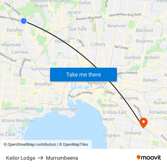 Keilor Lodge to Murrumbeena map