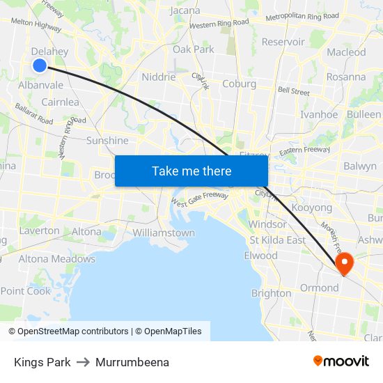 Kings Park to Murrumbeena map