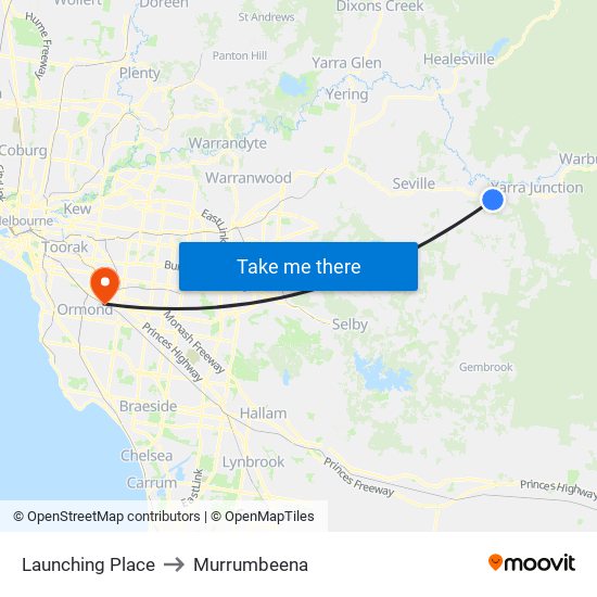Launching Place to Murrumbeena map
