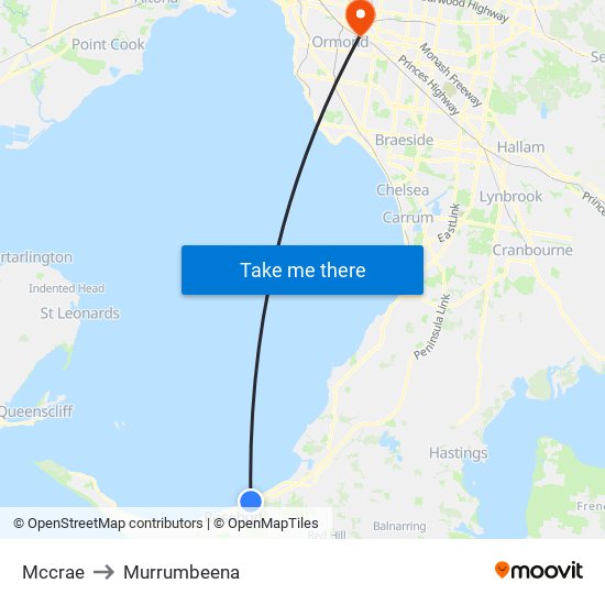 Mccrae to Murrumbeena map