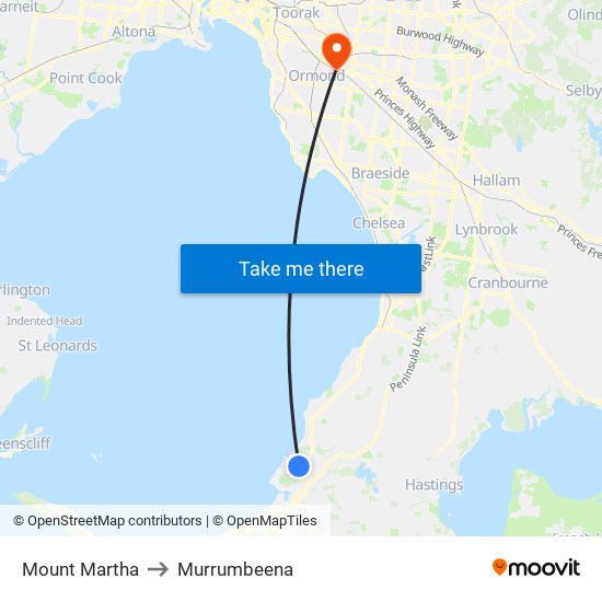 Mount Martha to Murrumbeena map