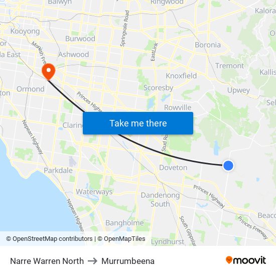 Narre Warren North to Murrumbeena map