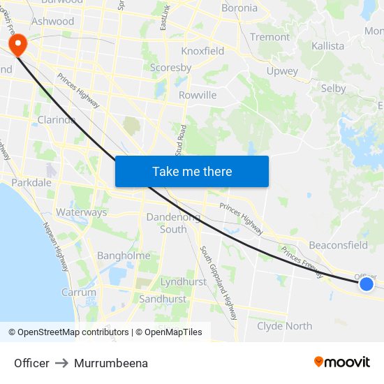 Officer to Murrumbeena map