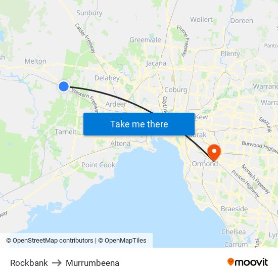 Rockbank to Murrumbeena map