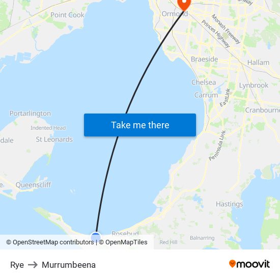 Rye to Murrumbeena map