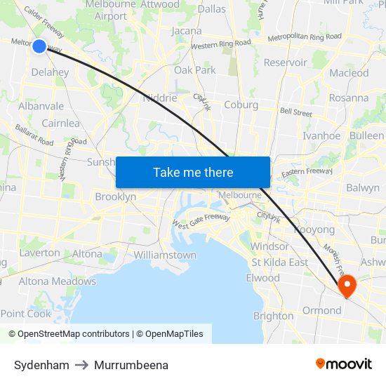 Sydenham to Murrumbeena map