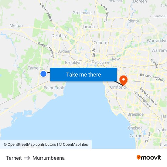 Tarneit to Murrumbeena map