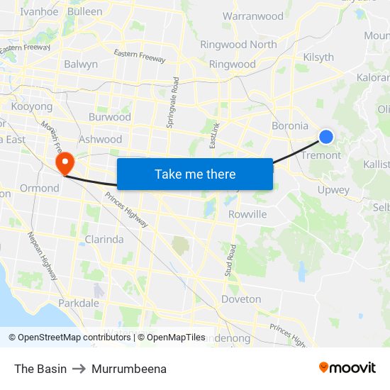 The Basin to Murrumbeena map