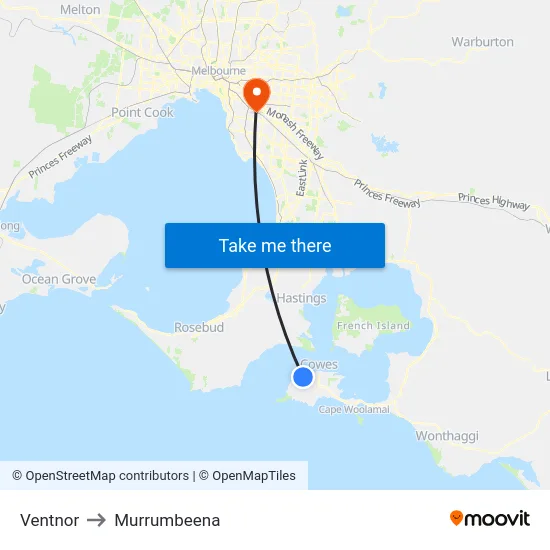 Ventnor to Murrumbeena map