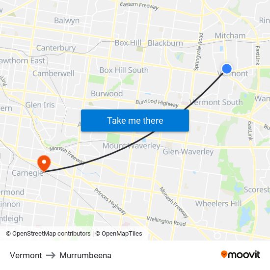 Vermont to Murrumbeena map