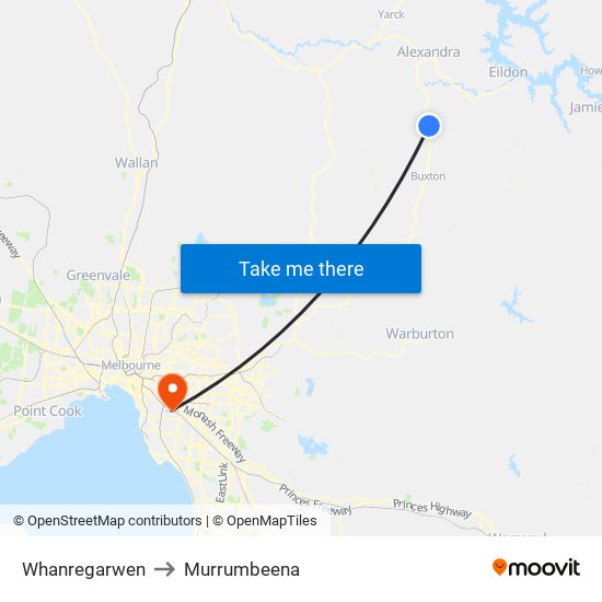 Whanregarwen to Murrumbeena map