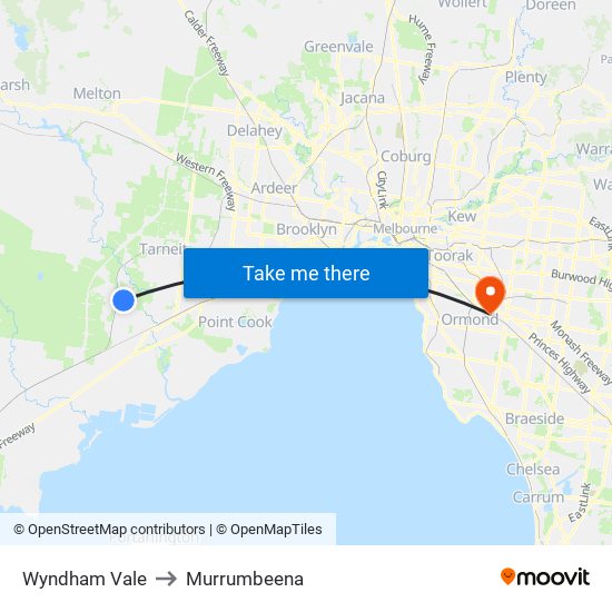 Wyndham Vale to Murrumbeena map