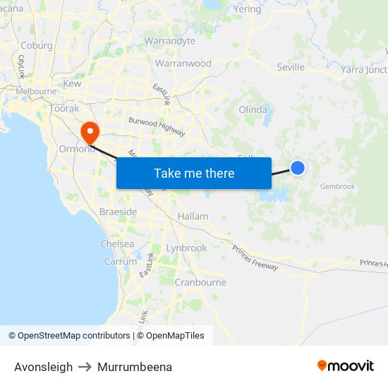 Avonsleigh to Murrumbeena map