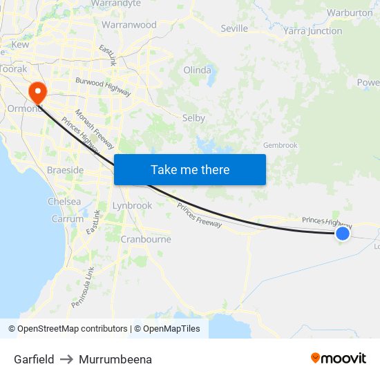 Garfield to Murrumbeena map