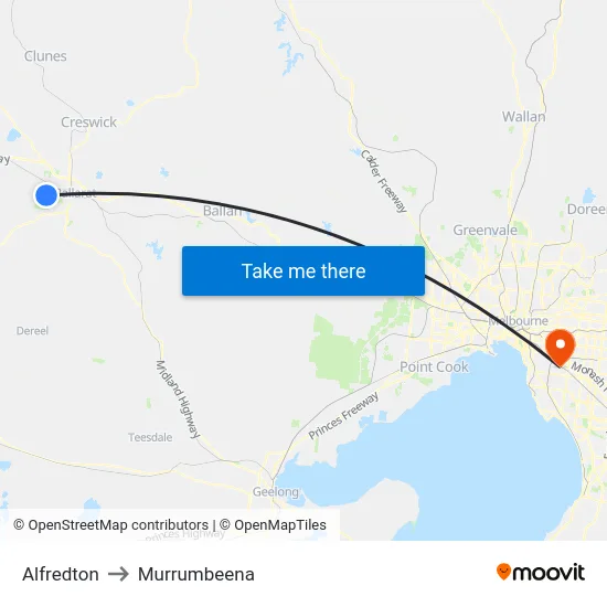 Alfredton to Murrumbeena map