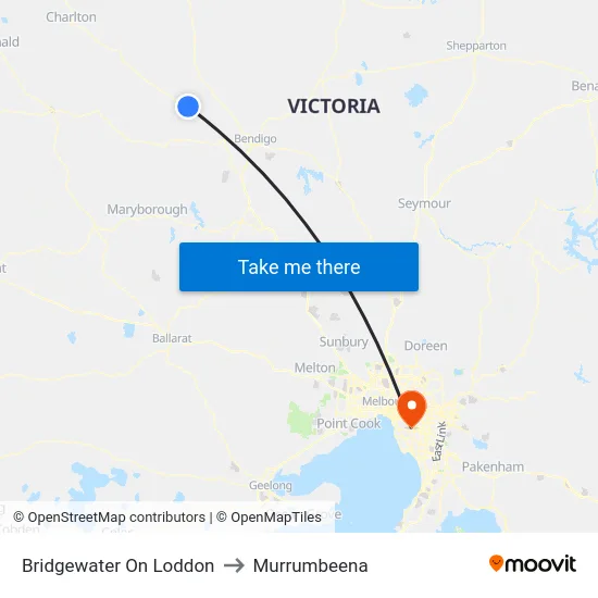 Bridgewater On Loddon to Murrumbeena map