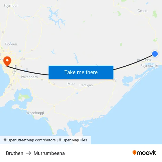 Bruthen to Murrumbeena map